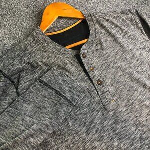 Tommy Bahama Shirt Mens Large Heather Gray Henley Long Sleeve Lightweight
